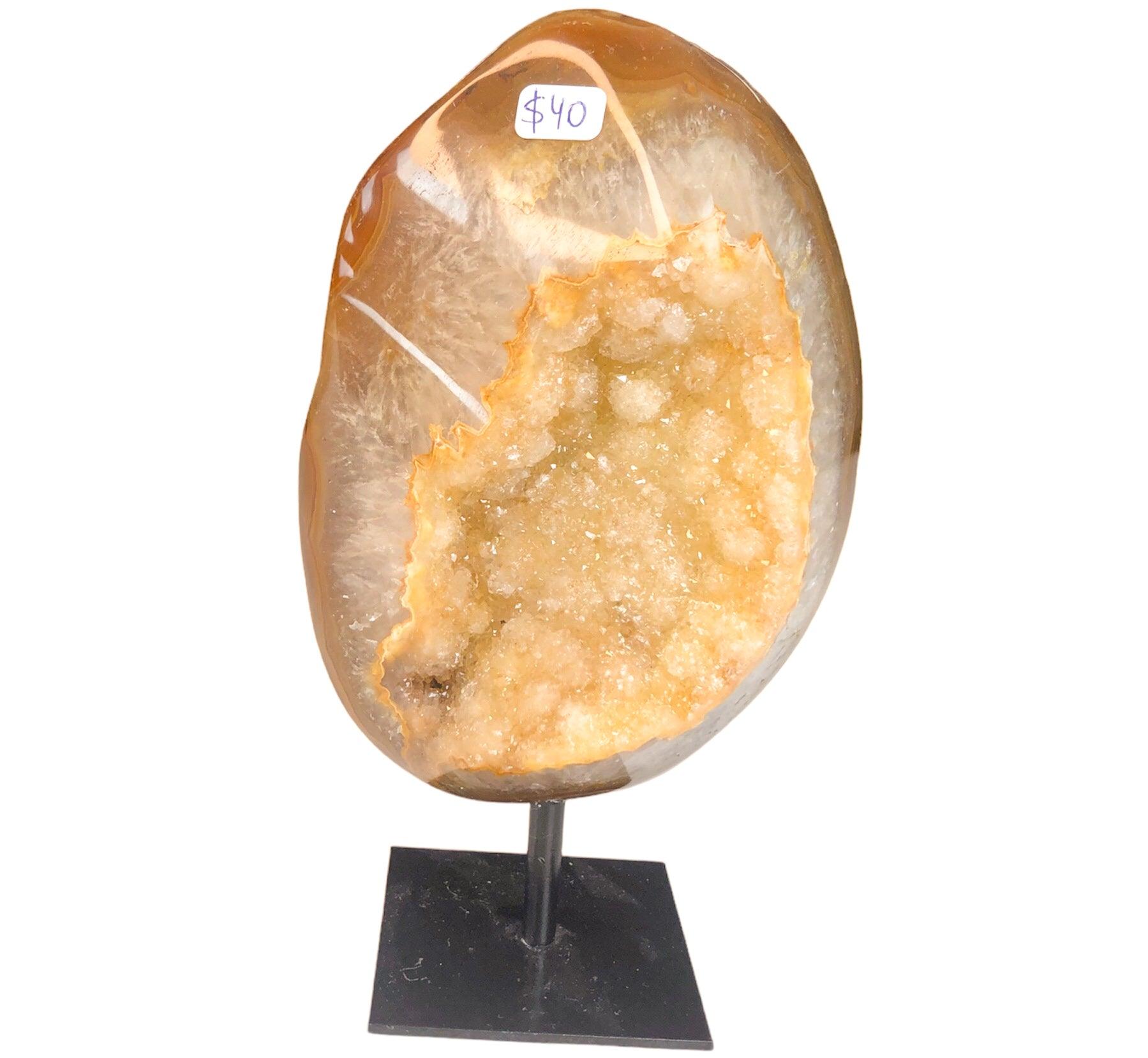 AGATE GEODE DRUZY ON STAND - Nativa Gems Brazil