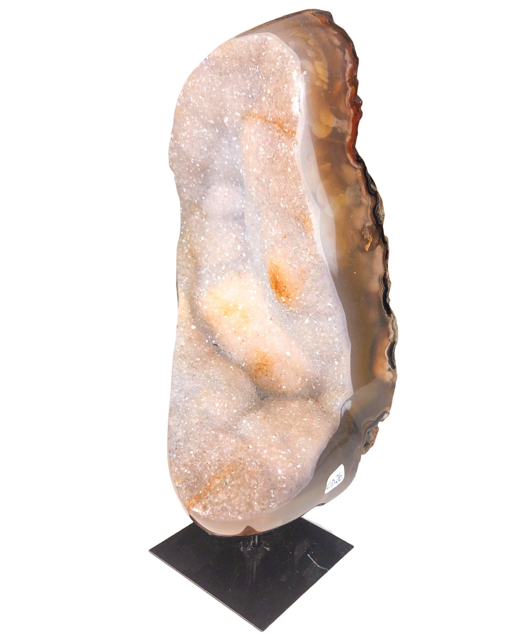 AGATE DRUZY SPECIMEN ON STAND - Nativa Gems Brazil