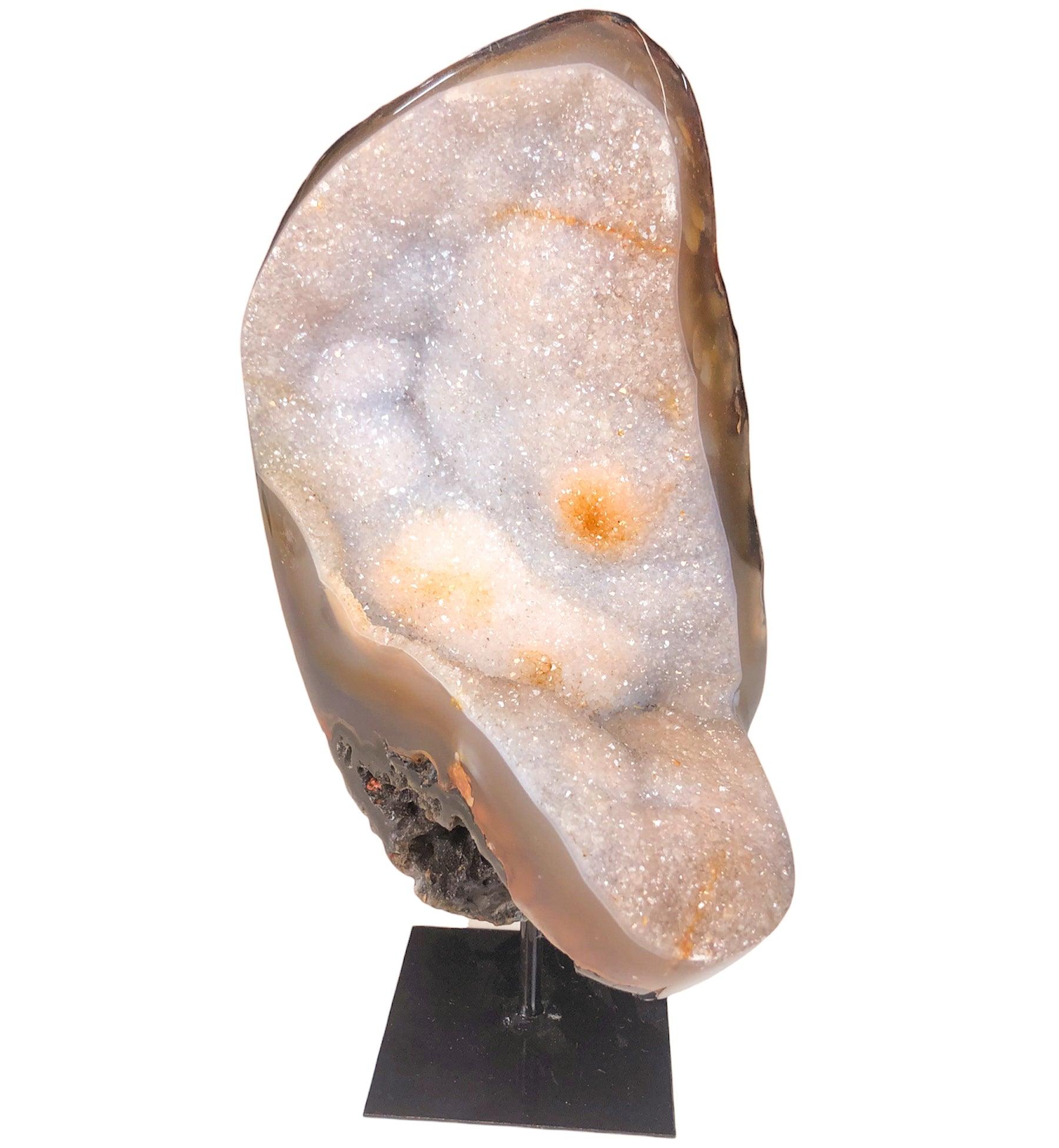 AGATE DRUZY SPECIMEN ON STAND - Nativa Gems Brazil