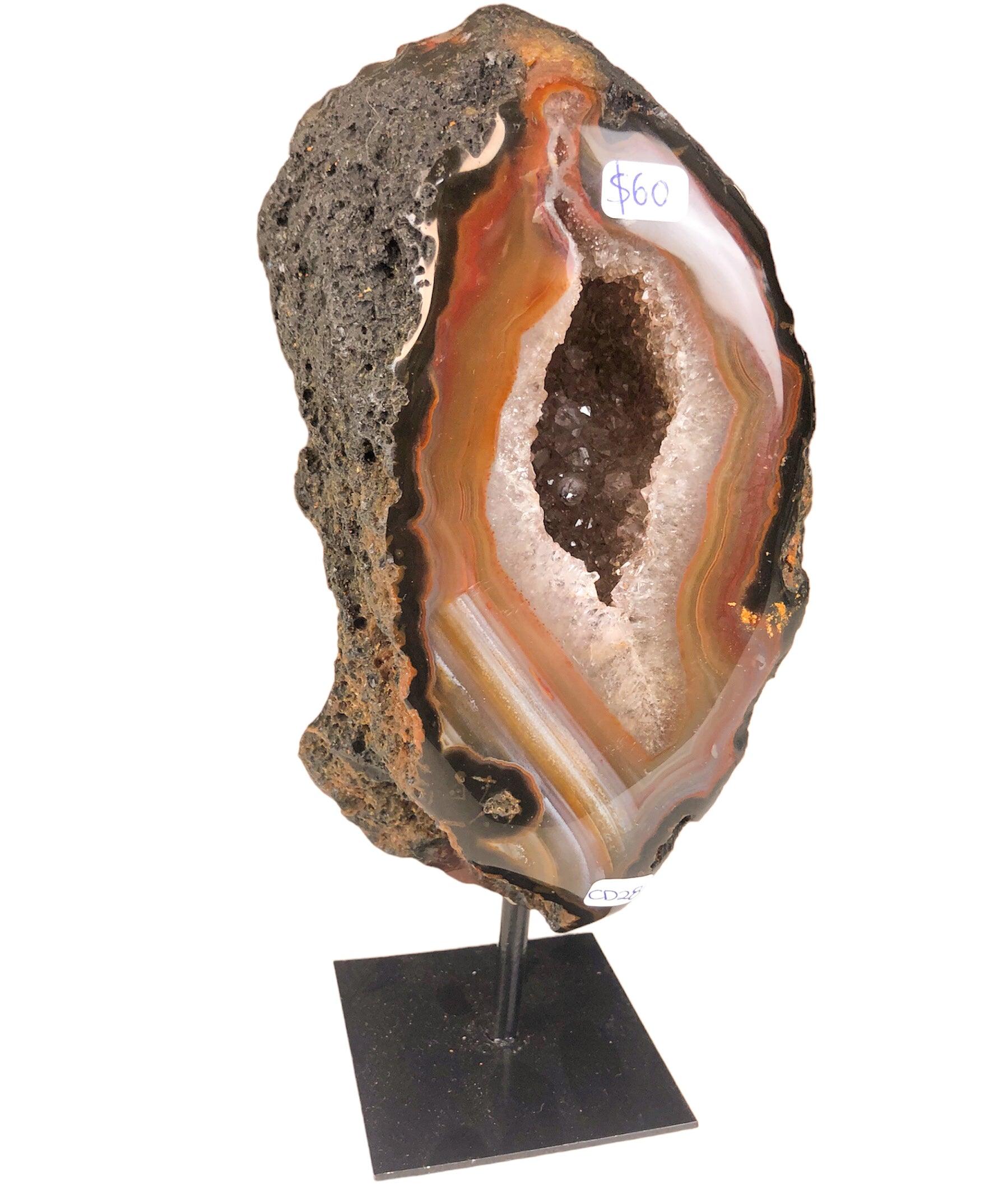 AGATE GEODE DRUZY ON STAND - Nativa Gems Brazil