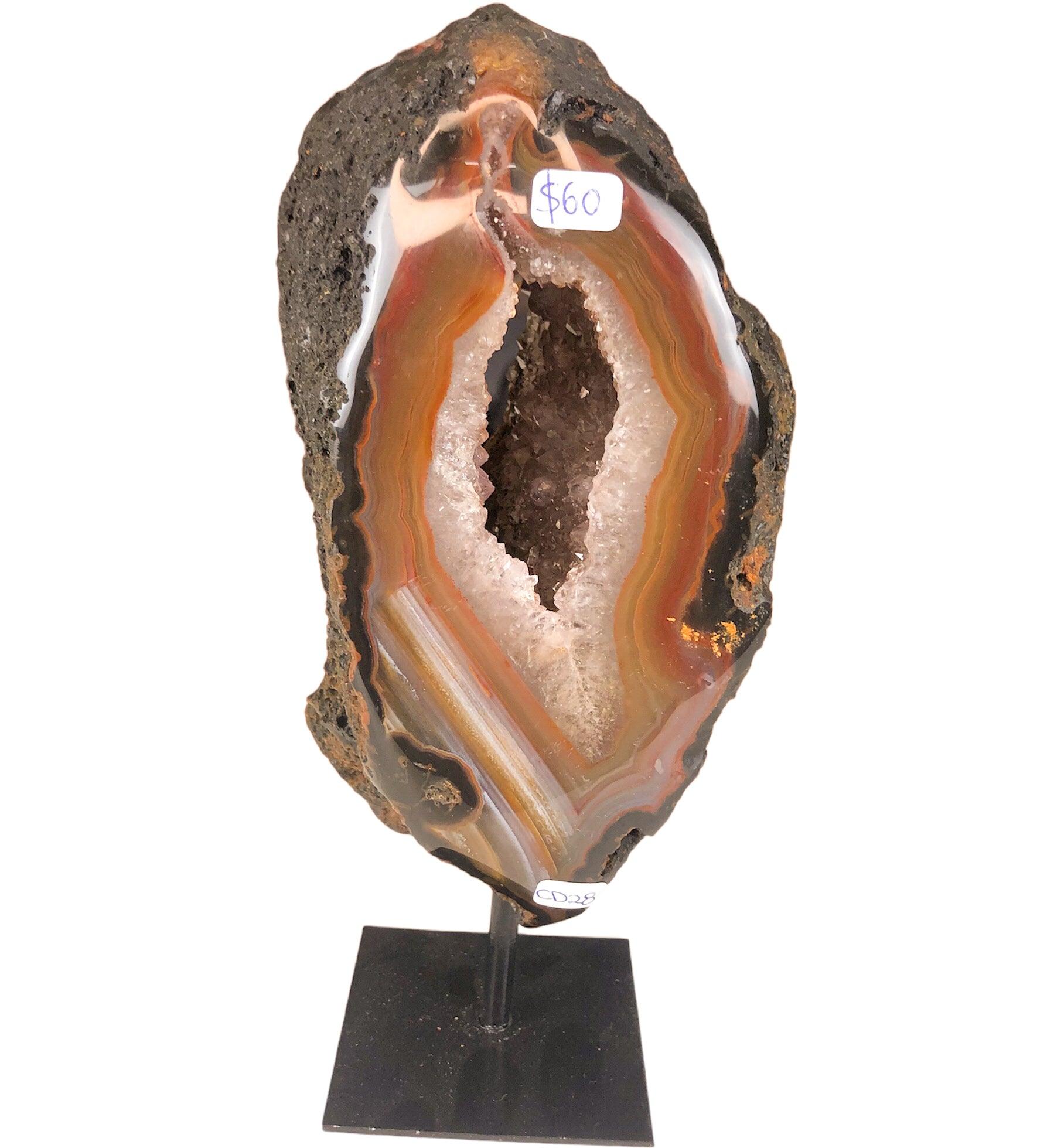 AGATE GEODE DRUZY ON STAND - Nativa Gems Brazil