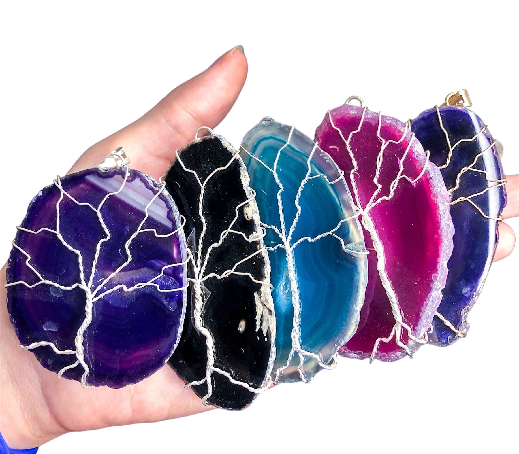 AGATE SLICE TREE PENDANTS - Nativa Gems Brazil