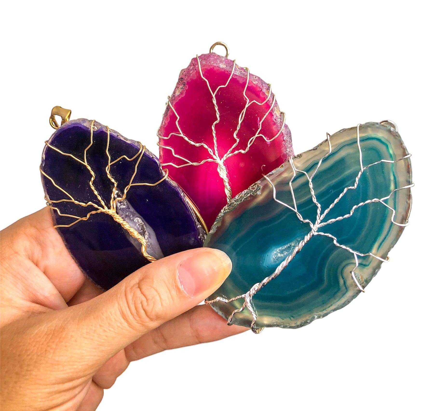 AGATE SLICE TREE PENDANTS - Nativa Gems Brazil