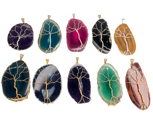 AGATE SLICE TREE PENDANTS - Nativa Gems Brazil