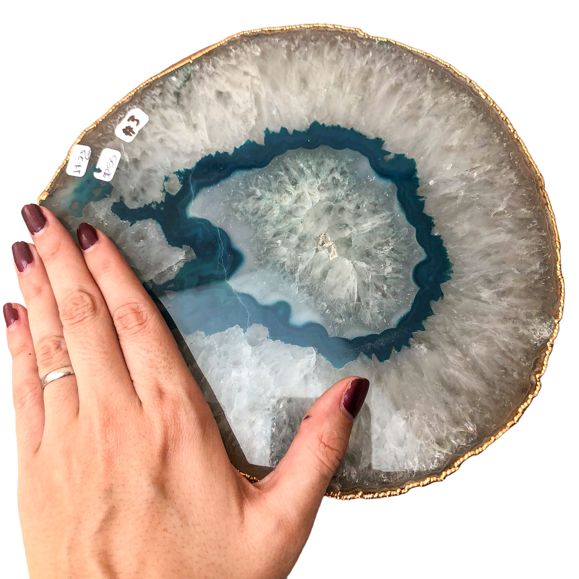 AGATE PLATED EDGES PLATTER - SMALL - Nativa Gems Brazil