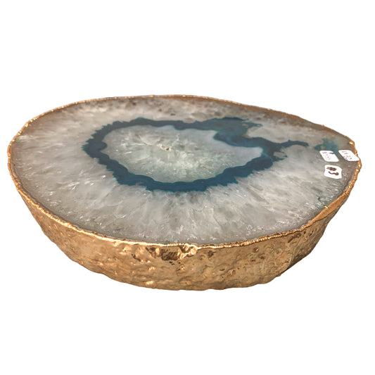 AGATE PLATED EDGES PLATTER - SMALL - Nativa Gems Brazil