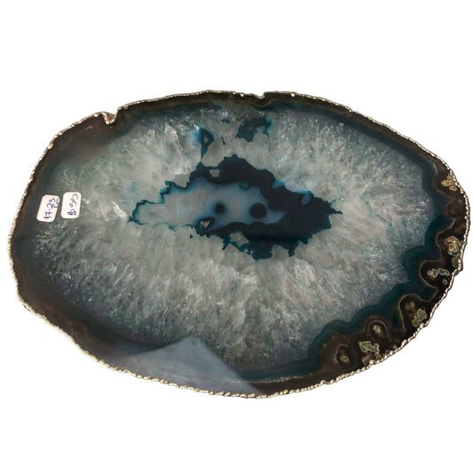 AGATE PLATED EDGES PLATTER - SMALL - Nativa Gems Brazil