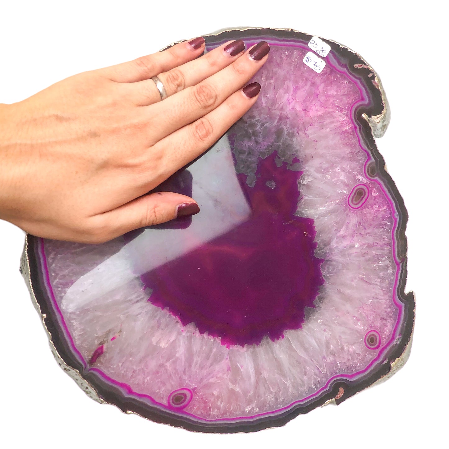 AGATE PLATED EDGES PLATTER - LARGE - Nativa Gems Brazil