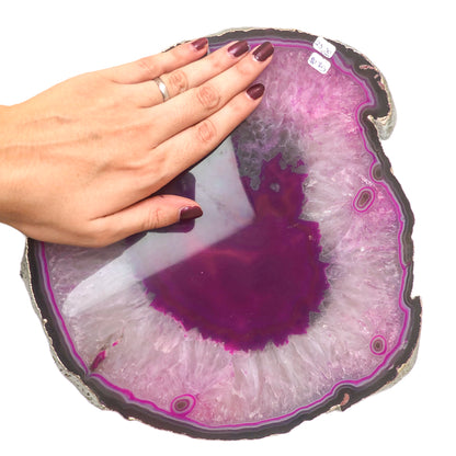 AGATE PLATED EDGES PLATTER - LARGE - Nativa Gems Brazil