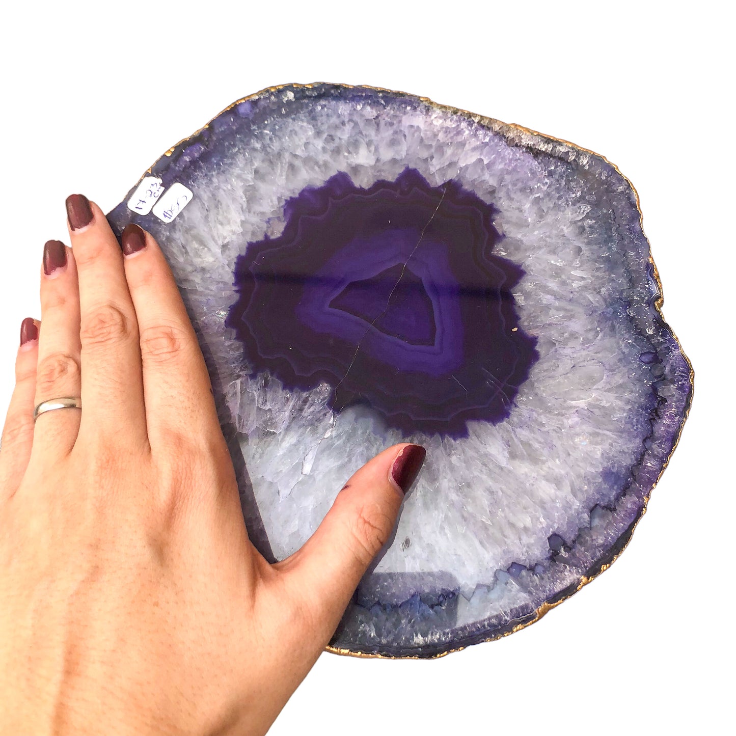 AGATE PLATED EDGES PLATTER - SMALL - Nativa Gems Brazil