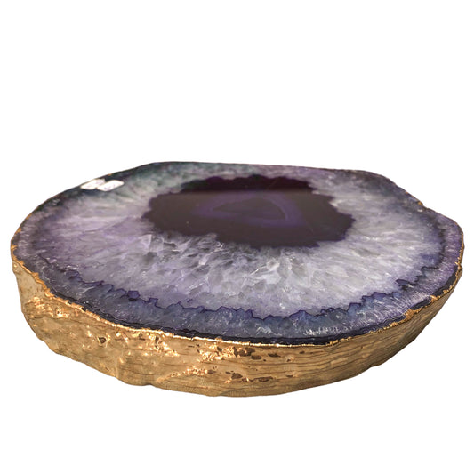 AGATE PLATED EDGES PLATTER - SMALL - Nativa Gems Brazil