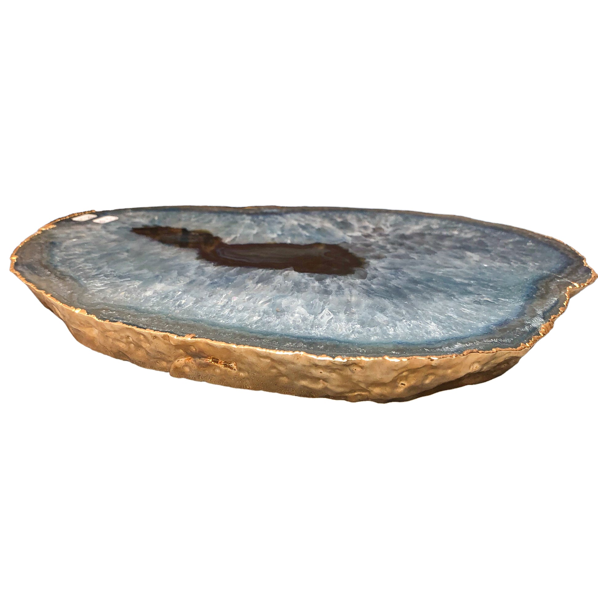 AGATE PLATED EDGES PLATTER - LARGE - Nativa Gems Brazil