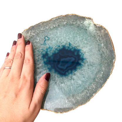 AGATE PLATED EDGES PLATTER - SMALL - Nativa Gems Brazil