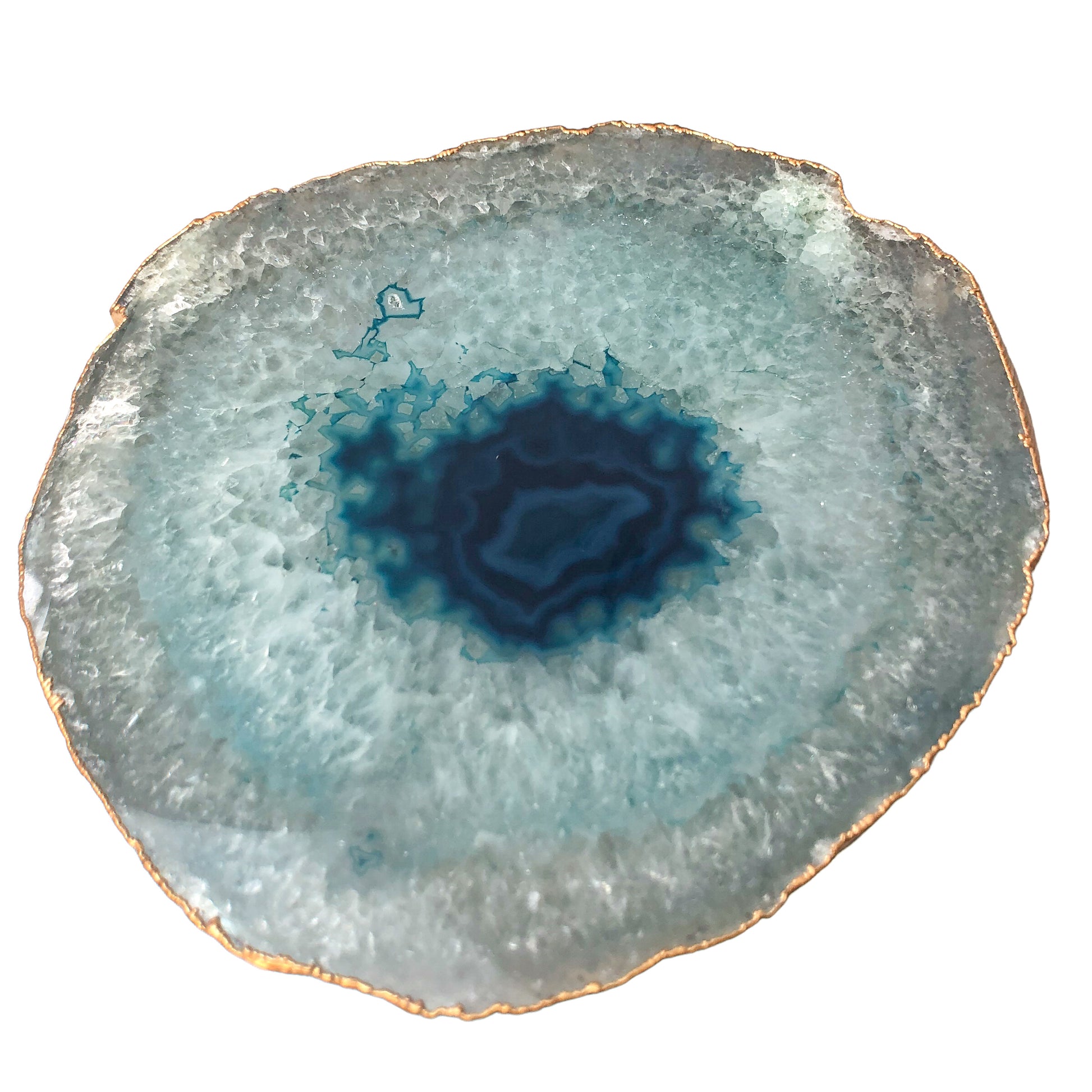 AGATE PLATED EDGES PLATTER - SMALL - Nativa Gems Brazil