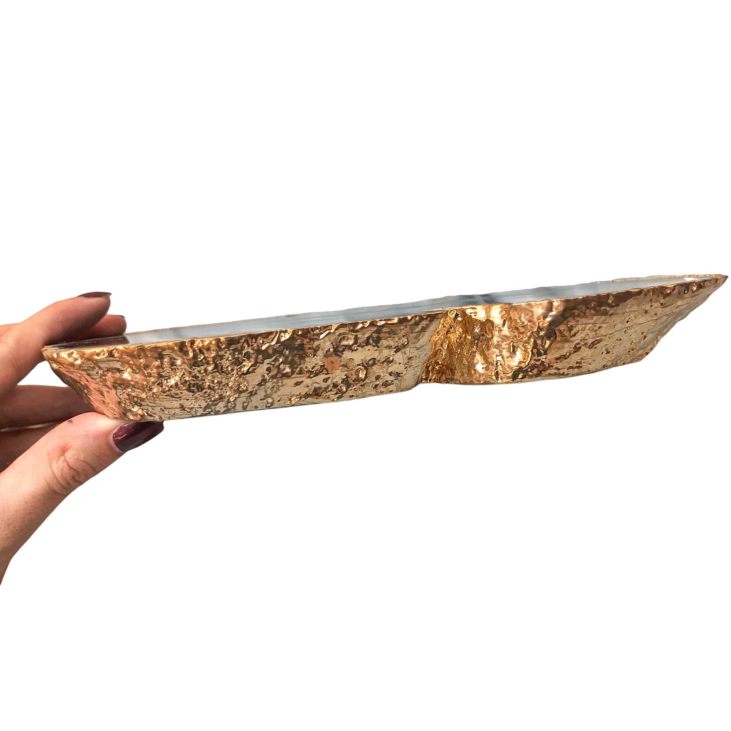 AGATE PLATED EDGES PLATTER - SMALL - Nativa Gems Brazil