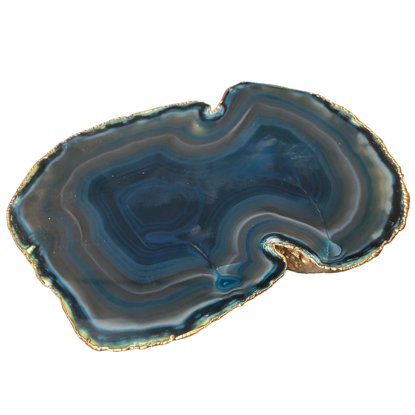 AGATE PLATED EDGES PLATTER - SMALL - Nativa Gems Brazil