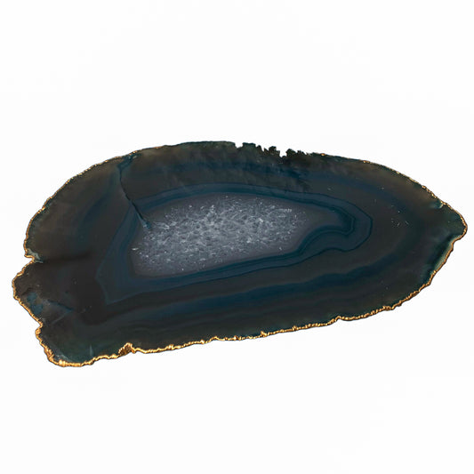 AGATE PLATED EDGES PLATTER - SMALL - Nativa Gems Brazil