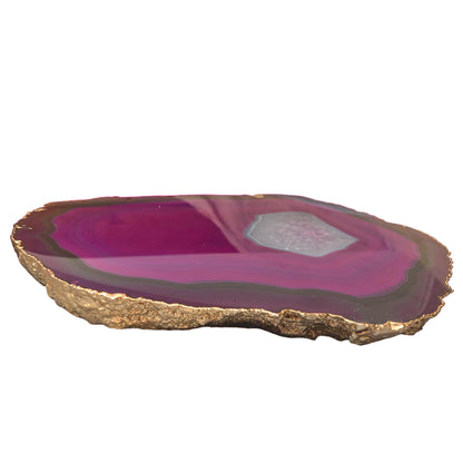 AGATE PLATED EDGES PLATTER - LARGE - Nativa Gems Brazil