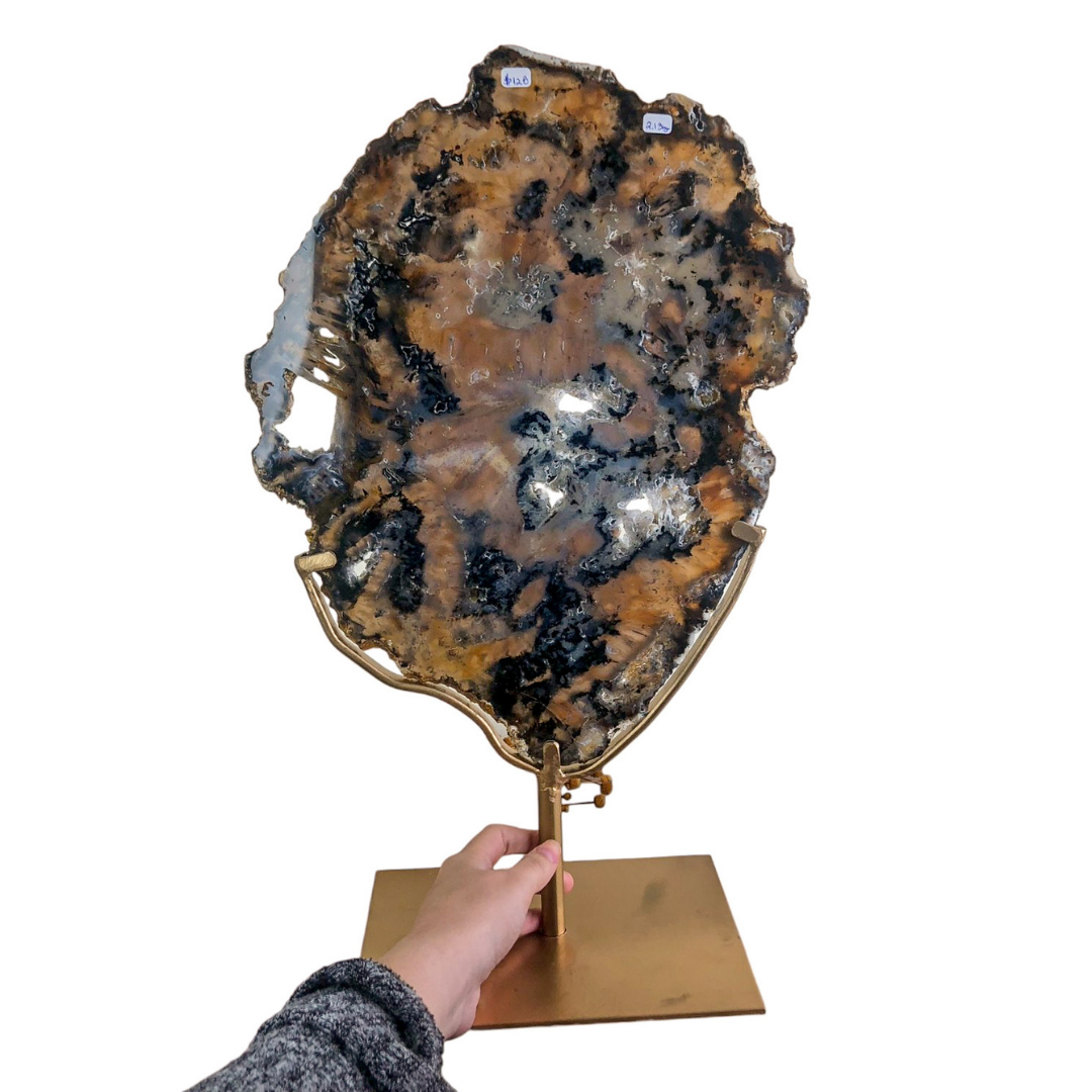 Agate Slab on Stand - With Hand