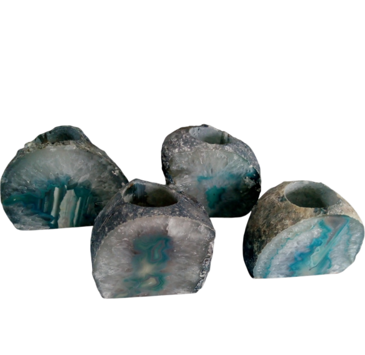 AGATE END CANDLE HOLDER- B