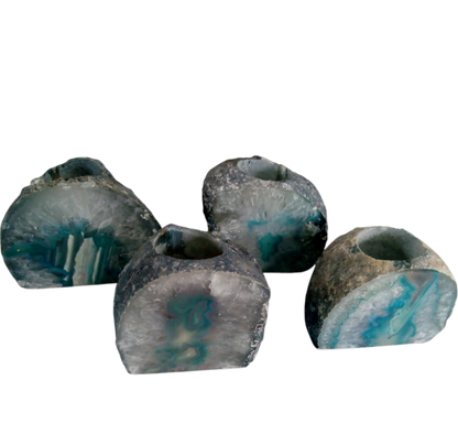 AGATE END CANDLE HOLDER- B
