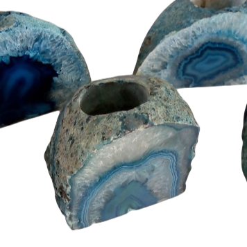 AGATE END CANDLE HOLDER  - A