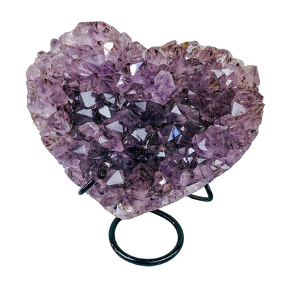 AMETHYST CLUSTER HEART ON STAND - Nativa Gems Brazil