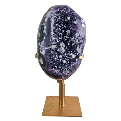 Amethyst Cluster on Gold Stand - Sideways