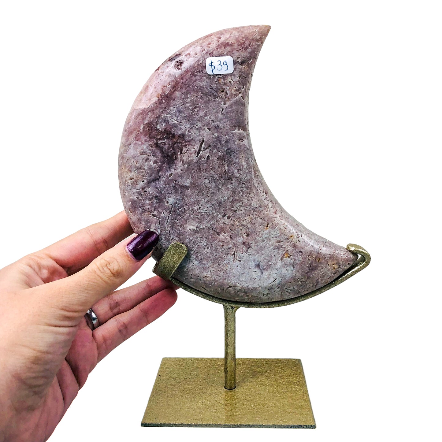 PINK AMETHYST MOON ON STAND - Nativa Gems Brazil