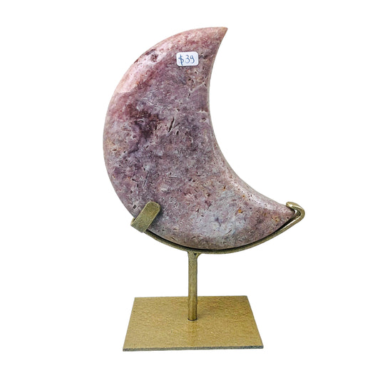 PINK AMETHYST MOON ON STAND - Nativa Gems Brazil