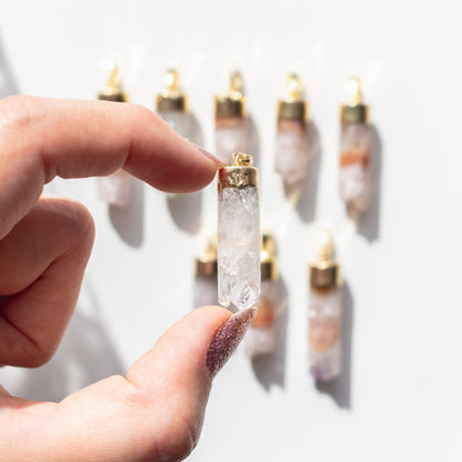 Amethyst Slice Cylinder Pendants