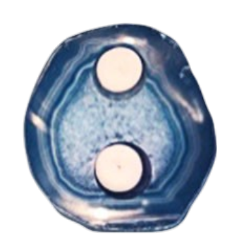 DOUBLE AGATE SLAB  CANDLE HOLDER- A
