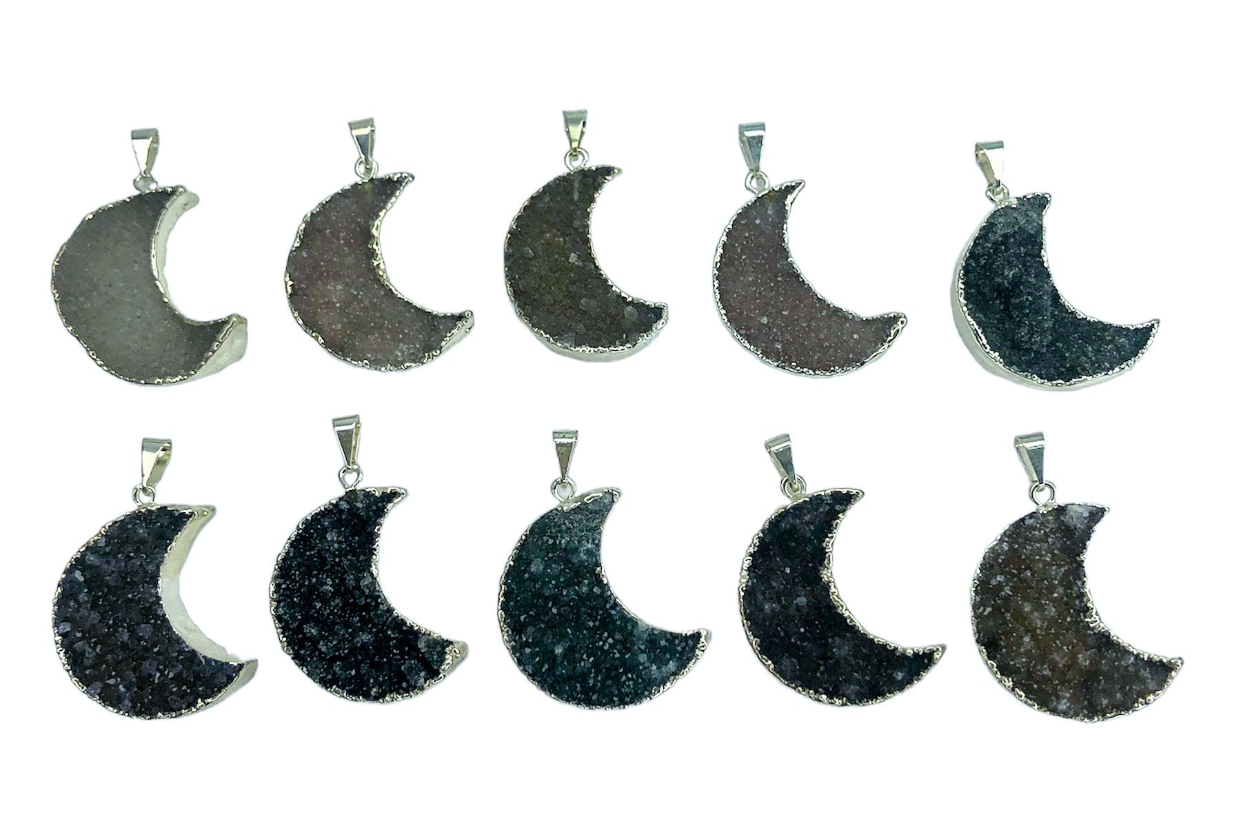 Druzy Moon Pendants - Nativa Gems Brazil