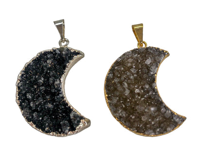 Druzy Moon Pendants - Nativa Gems Brazil