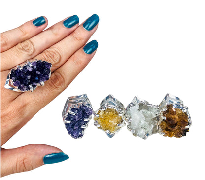 Druzy Rings - Silver Plated - Nativa Gems Brazil