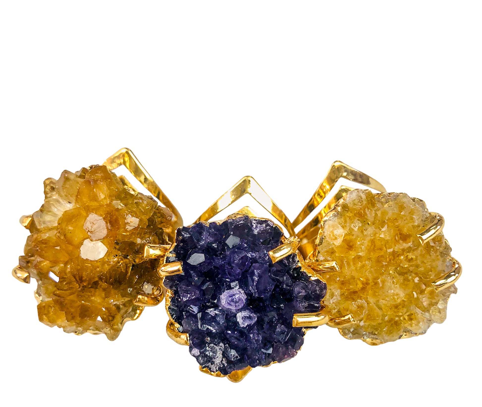 Druzy Rings - Gold Plated - Nativa Gems Brazil