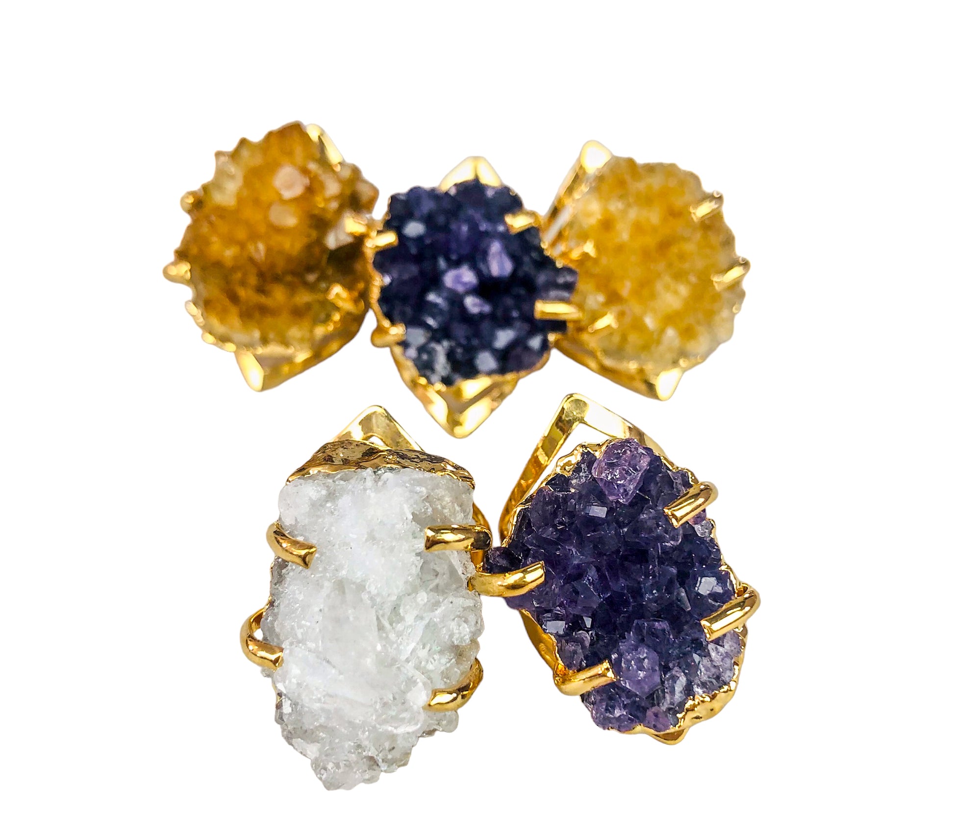 Druzy Rings - Gold Plated - Nativa Gems Brazil