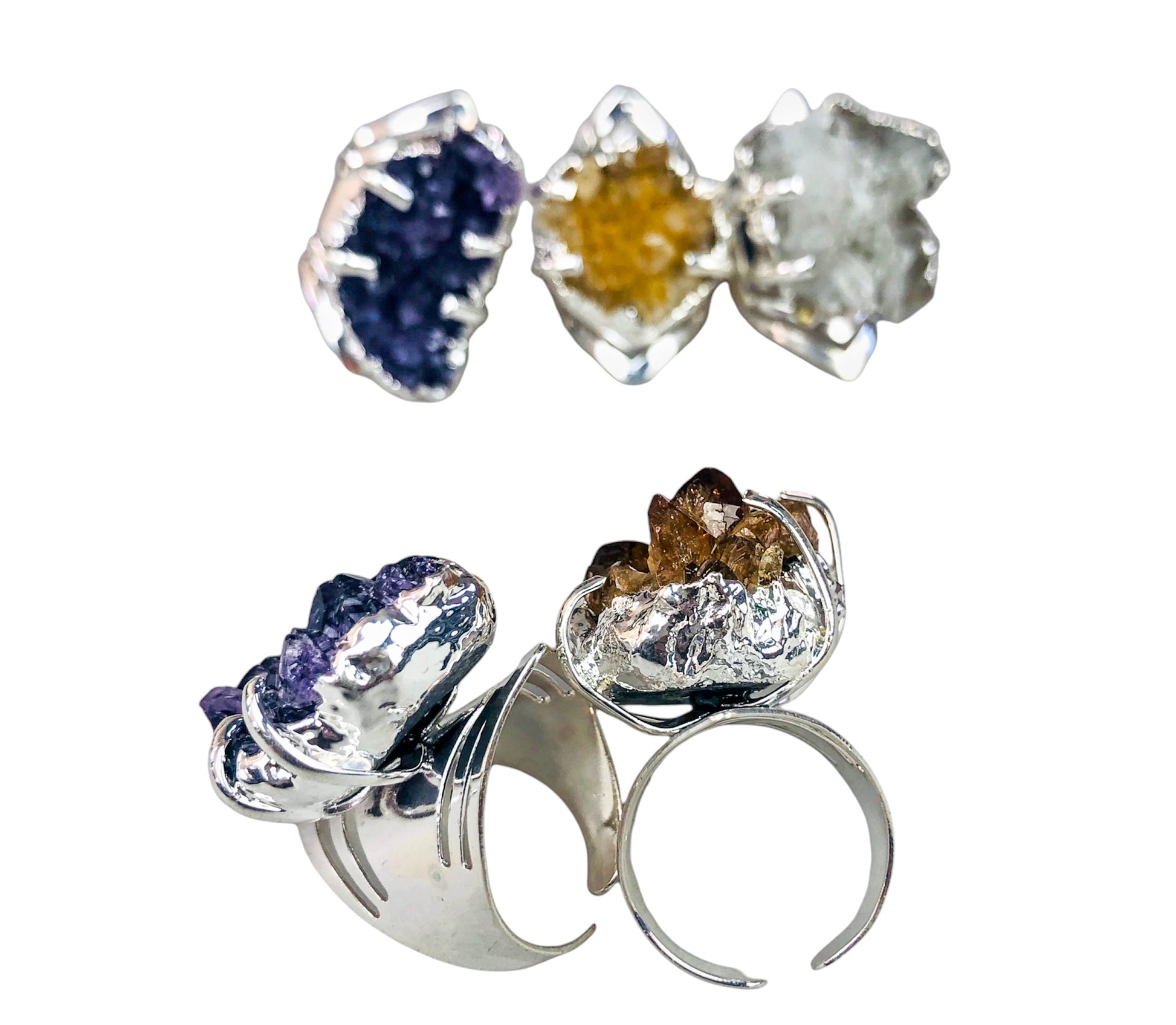 Druzy Rings - Silver Plated - Nativa Gems Brazil