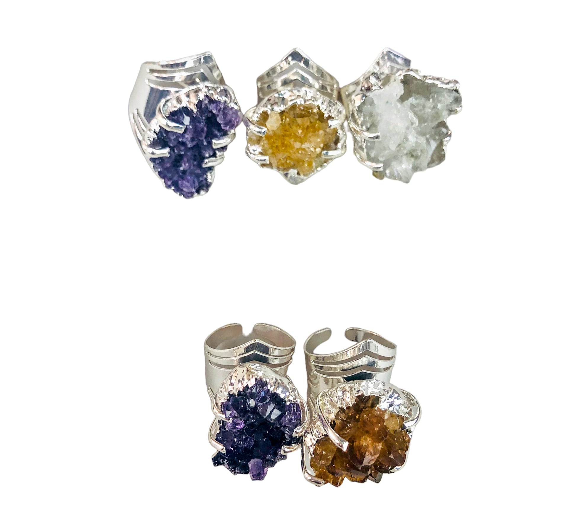 Druzy Rings - Silver Plated - Nativa Gems Brazil