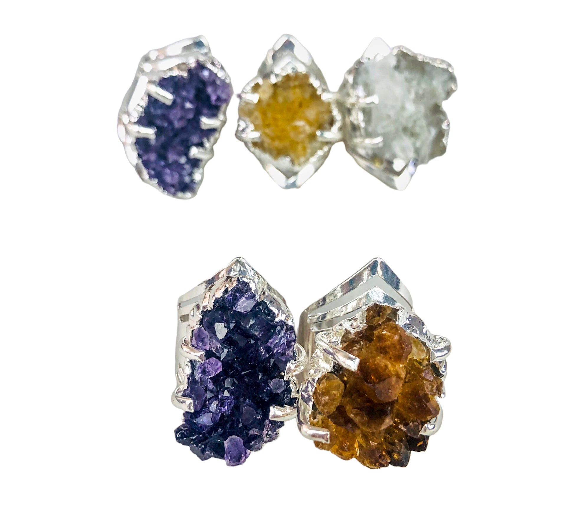 Druzy Rings - Silver Plated - Nativa Gems Brazil