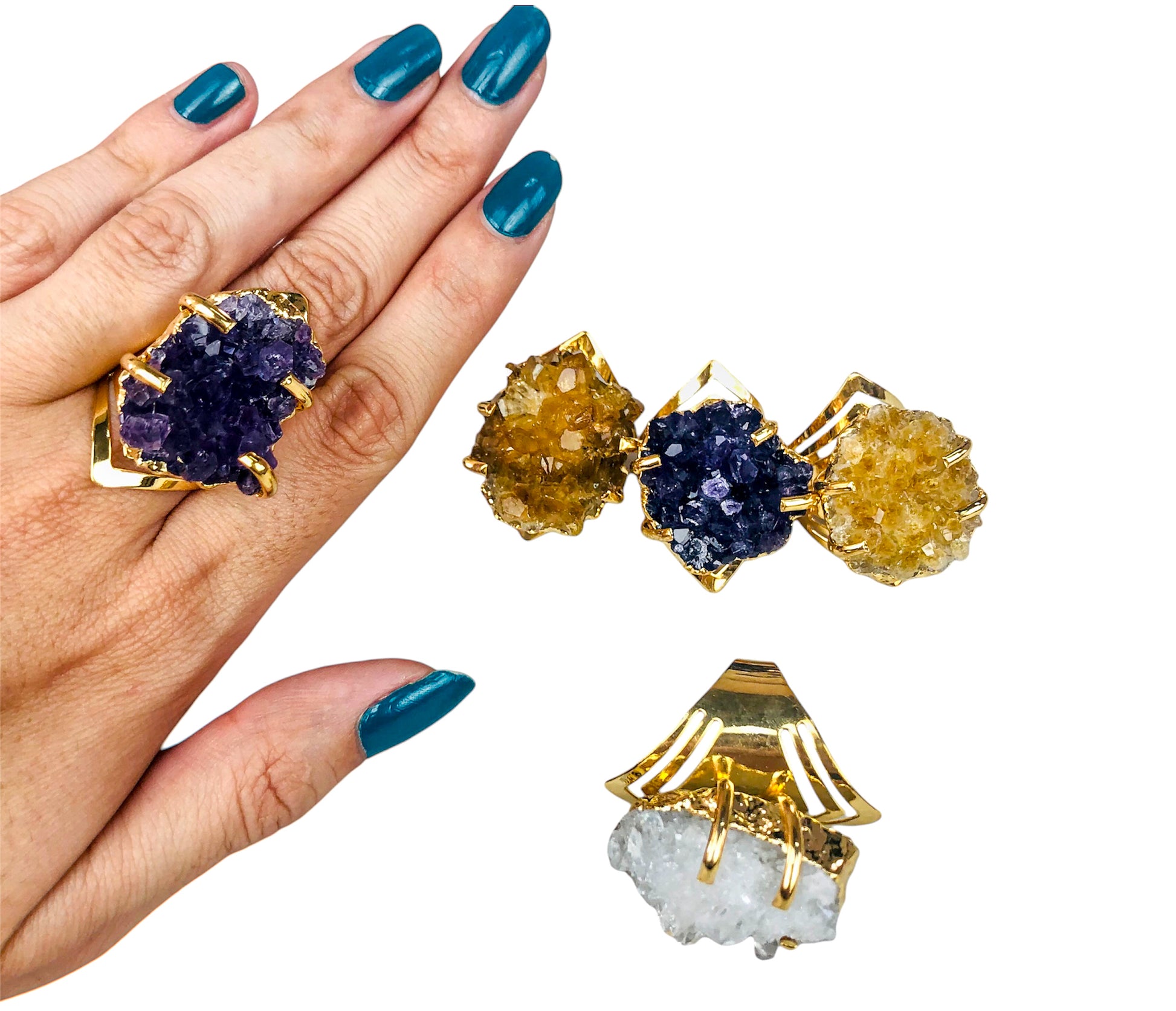 Druzy Rings - Gold Plated - Nativa Gems Brazil