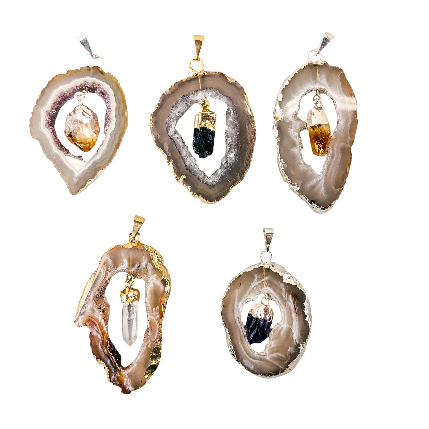 Geode with Point Pendant - Nativa Gems Brazil