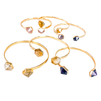 Hexagon Pyramid Double Stone Bracelet - Nativa Gems Brazil