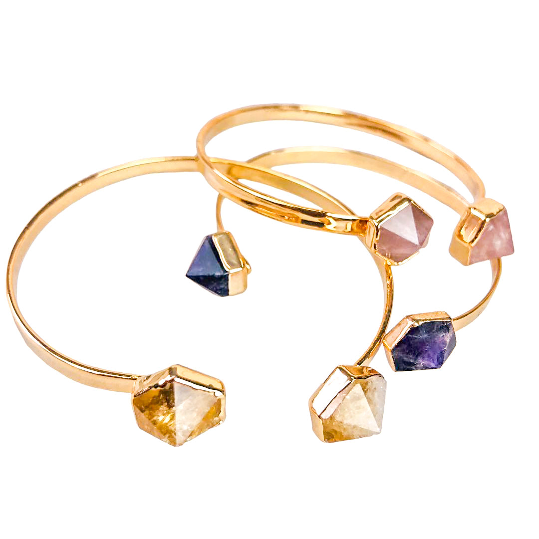 Hexagon Pyramid Double Stone Bracelet - Nativa Gems Brazil