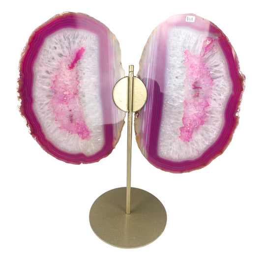 AGATE SLICE BUTTERFLY ON STAND - Nativa Gems Brazil