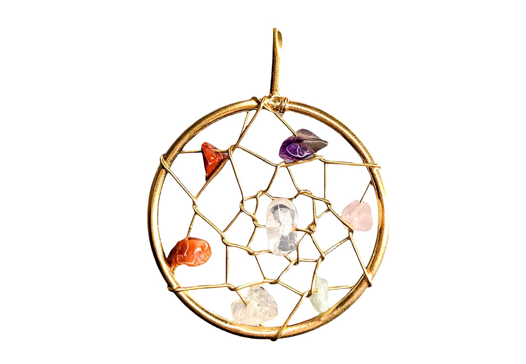 Rainbow Stones Dream Catcher Pendants - Nativa Gems Brazil