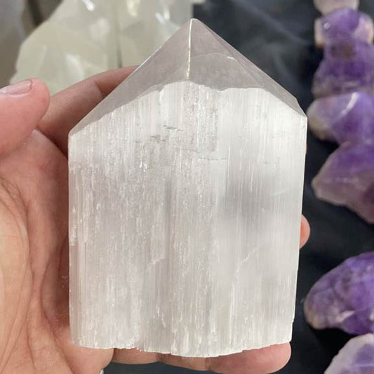 Selenite Semi-Polished Points - Nativa Gems