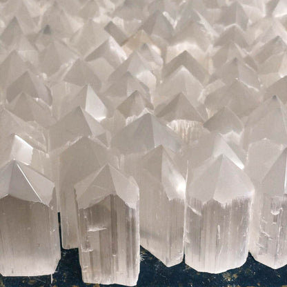 Selenite Semi-Polished Points - Nativa Gems