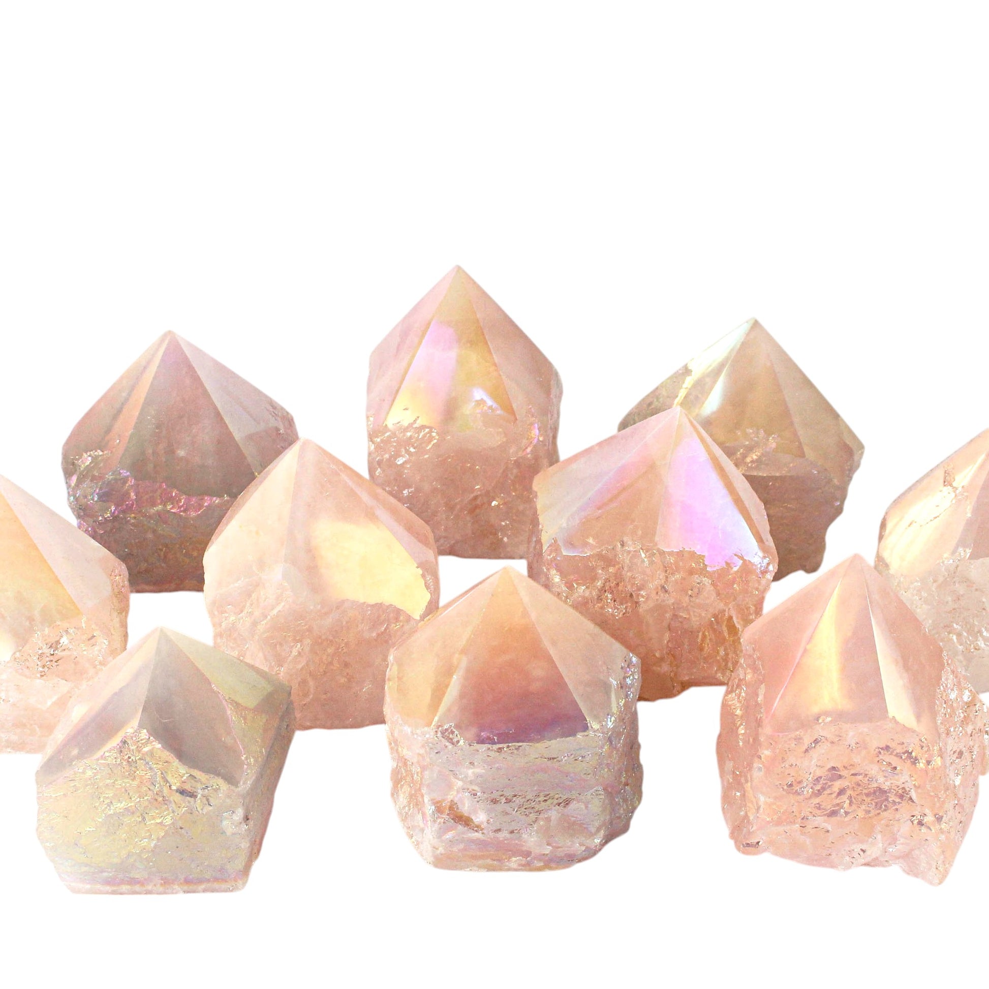 Semi-Polished Points Aura Rose Quartz