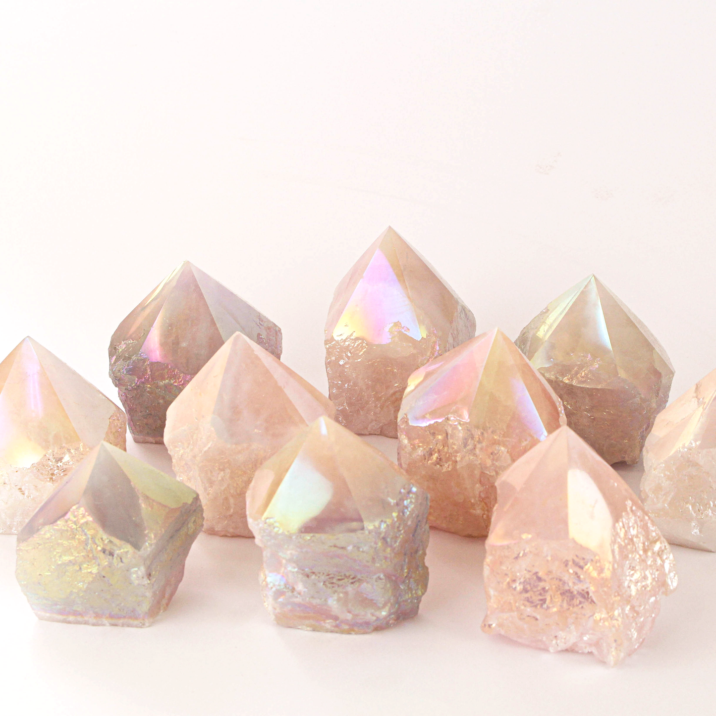 SEMI-POLISHED POINTS AURA ROSE QUARTZ